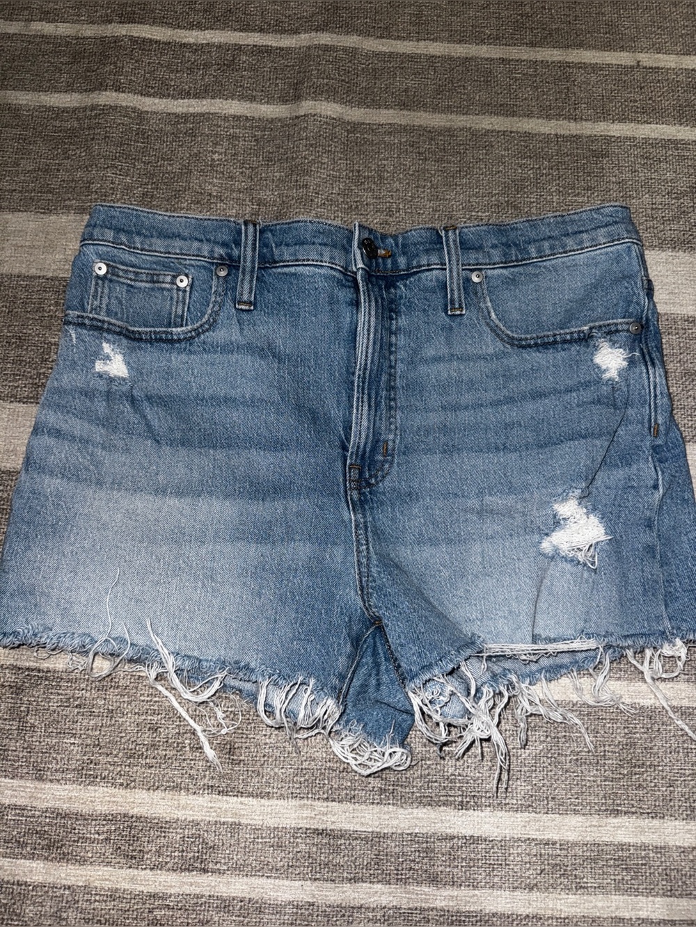 Madewell Distressed Light Blue Denim Cutoff Shorts